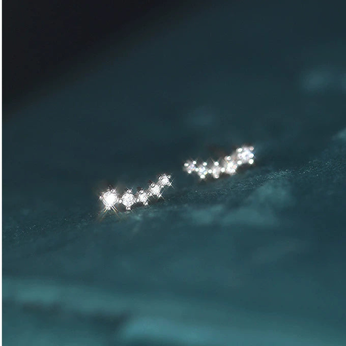 純銀麥穗小排鑽耳環流星月芽漸變閃亮迷你款簡約冷淡風新款小眾