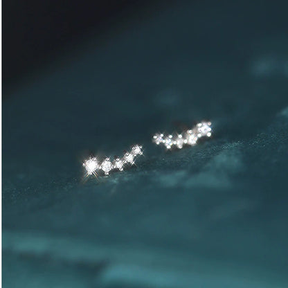 純銀麥穗小排鑽耳環流星月芽漸變閃亮迷你款簡約冷淡風新款小眾