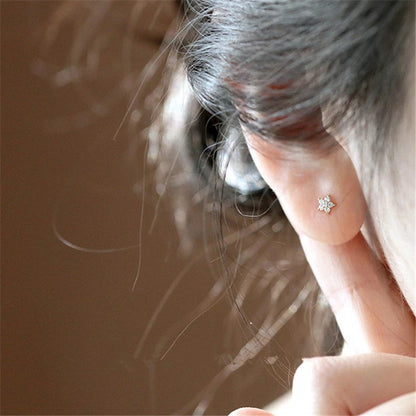 S925純銀五角星耳釘迷你款女ins風小清新星星耳飾可愛耳骨釘新款