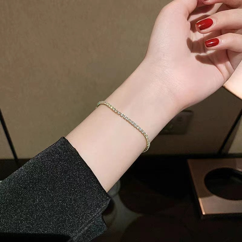 S925純銀滿鑽手鍊女歐美排鑽簡約輕奢高級熱賣新款