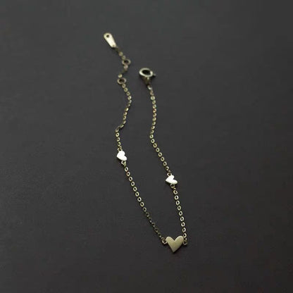 S925純銀心形手鍊女三顆愛心簡約鍍18K金INS風熱賣流行新款
