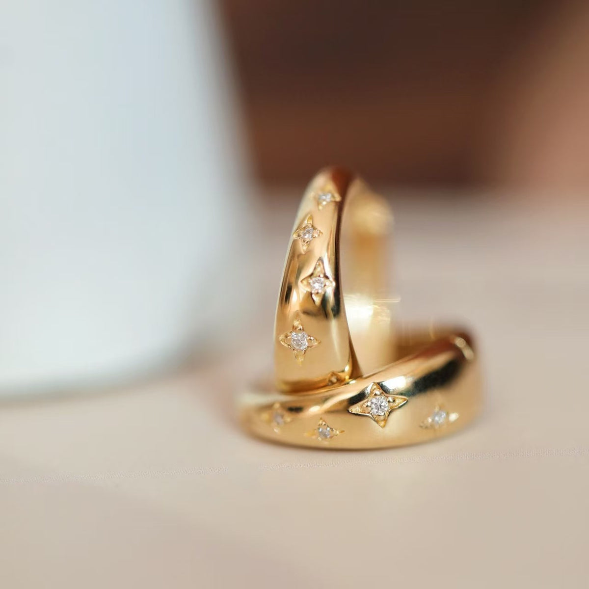 S925純銀滿天星耳包耳扣鍍18k金輕奢百搭歐美新款耳環