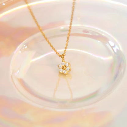 925純銀花瓣項鍊日系小吊墜鍍14k金輕奢小眾設計迷你款鎖骨鍊新款