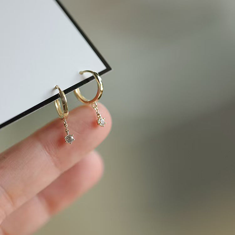 純銀耳環鍍K金女小眾設計氣質水滴耳扣歐美熱賣新款耳飾