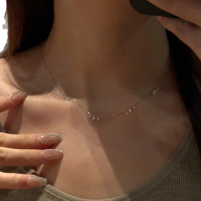 S925純銀閃鑽流蘇項鍊女小水滴鍍18k金輕奢高級感2025年新款