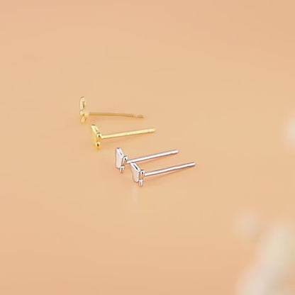 S925純銀小蝴蝶耳釘迷你基礎款鍍14k金耳飾清新甜美ins風