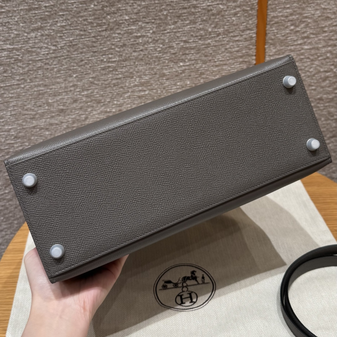 高仿Hermes*Kelly32系列H043150EP8F錫器灰銀扣牛皮純手工