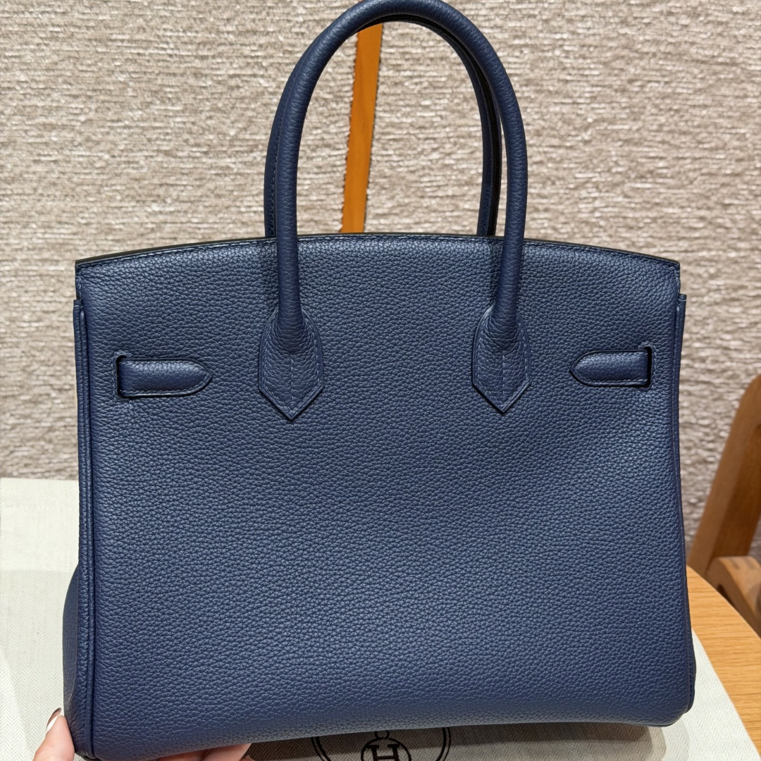 高仿Hermes*Birkin30系列H044897BO73寶石藍牛皮銀扣純手工