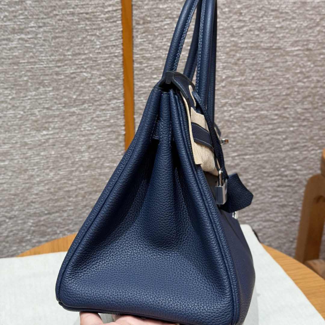 高仿Hermes*Birkin30系列H044897BO73寶石藍牛皮銀扣純手工