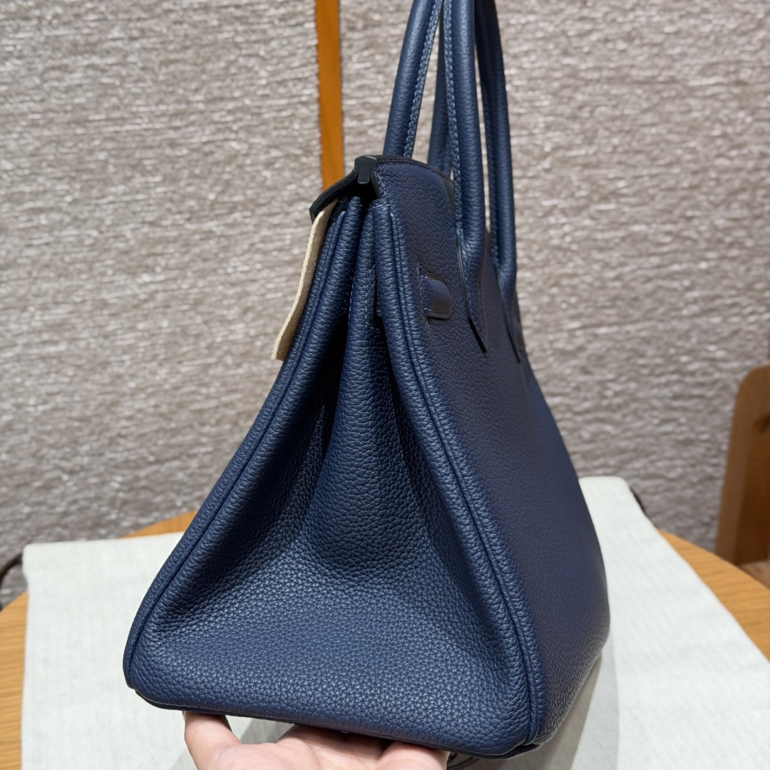 高仿Hermes*Birkin30系列H044897BO73寶石藍牛皮銀扣純手工