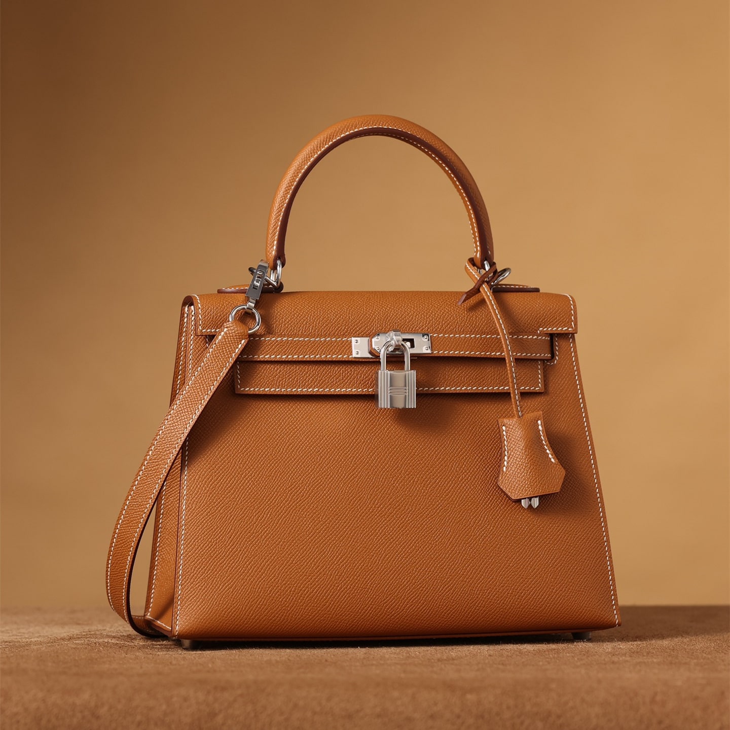 高仿Hermes*Kelly25棕色銀扣免檢版