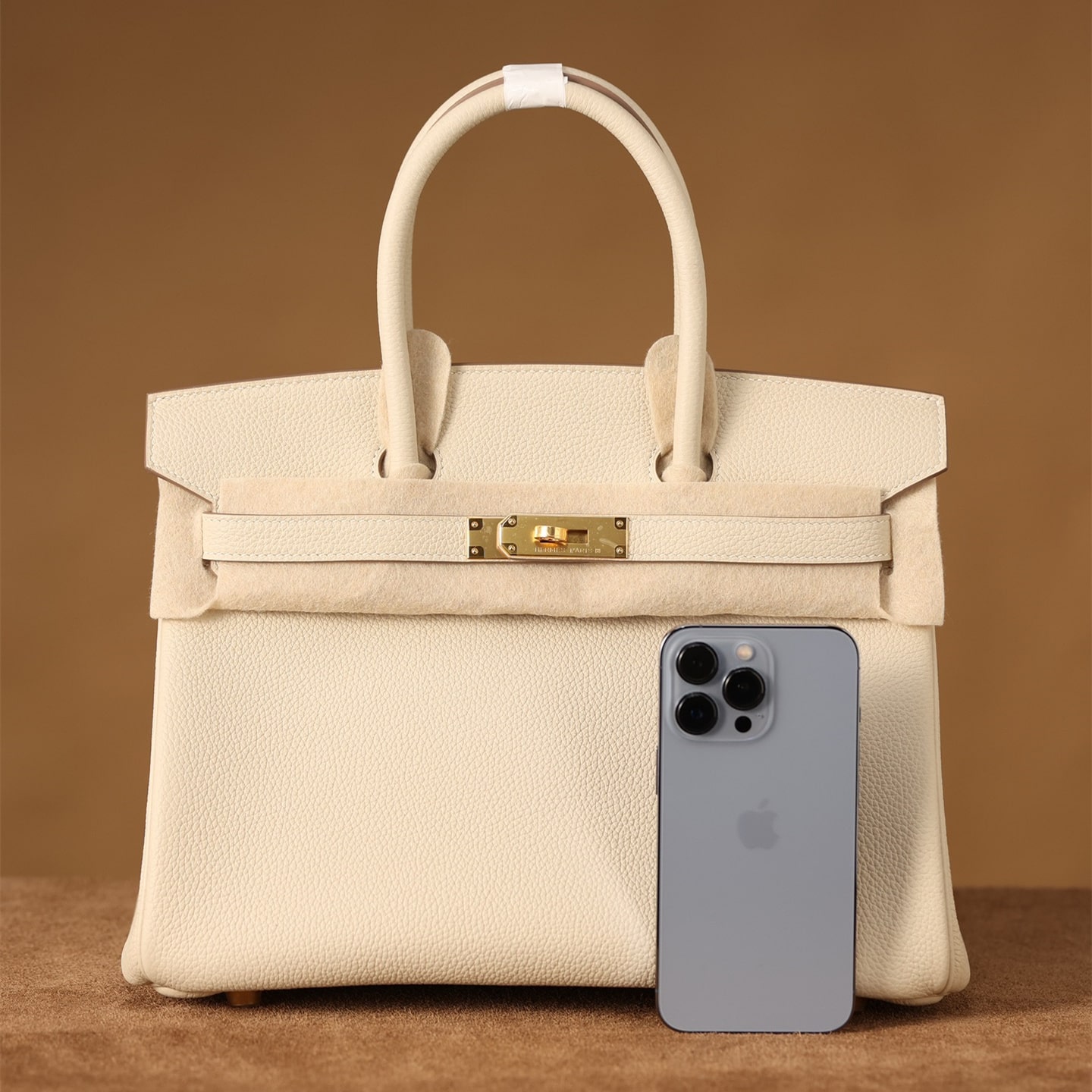 高仿Hermes*Birkin30奶昔白金扣免檢版
