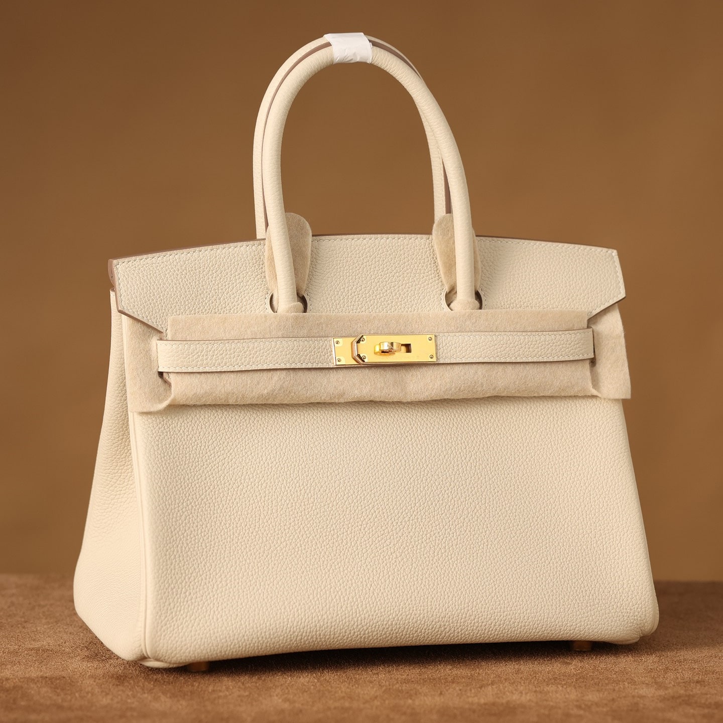 高仿Hermes*Birkin30奶昔白金扣免檢版