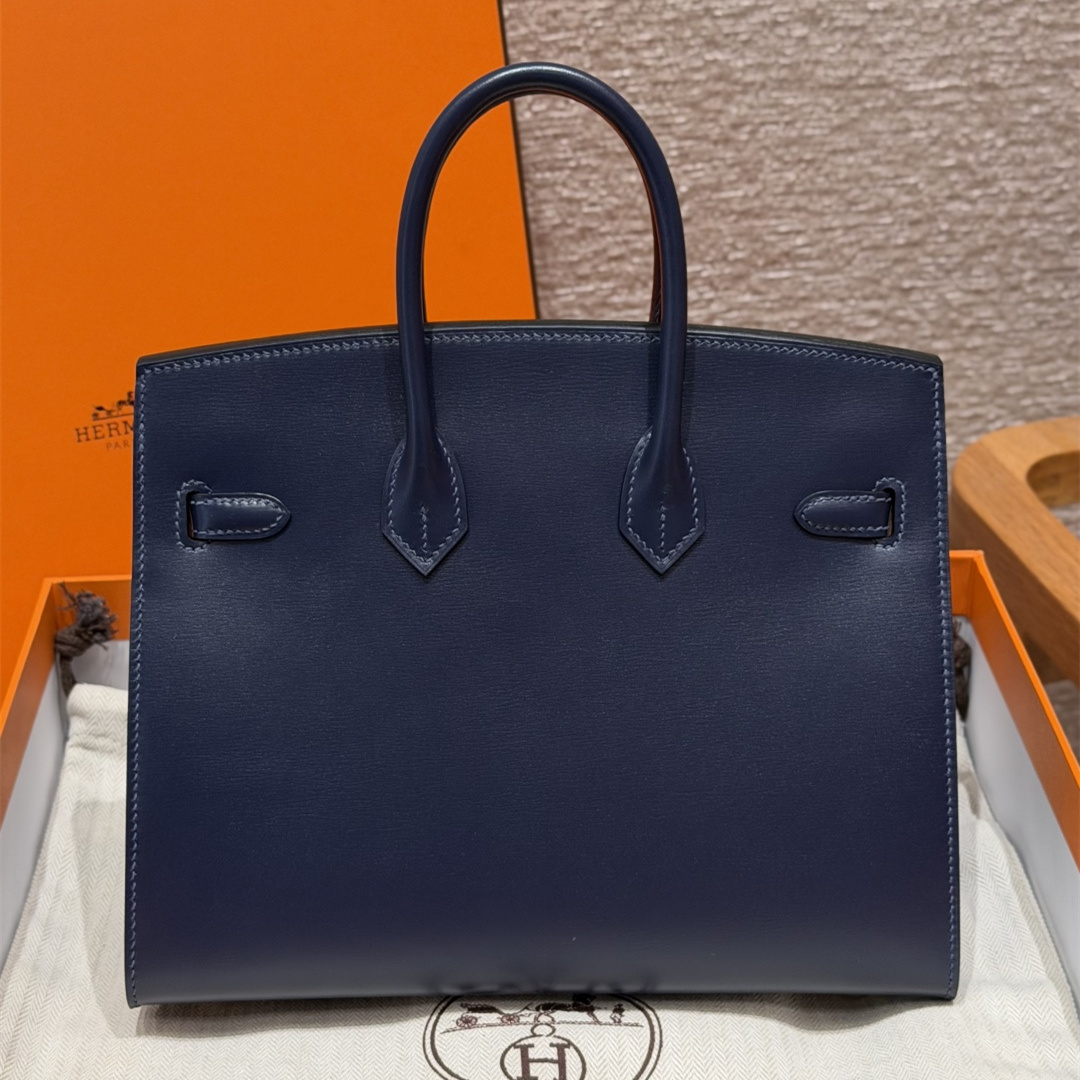 高仿Hermes*Birkin25系列H073178BX73寶石藍牛皮金扣純手工