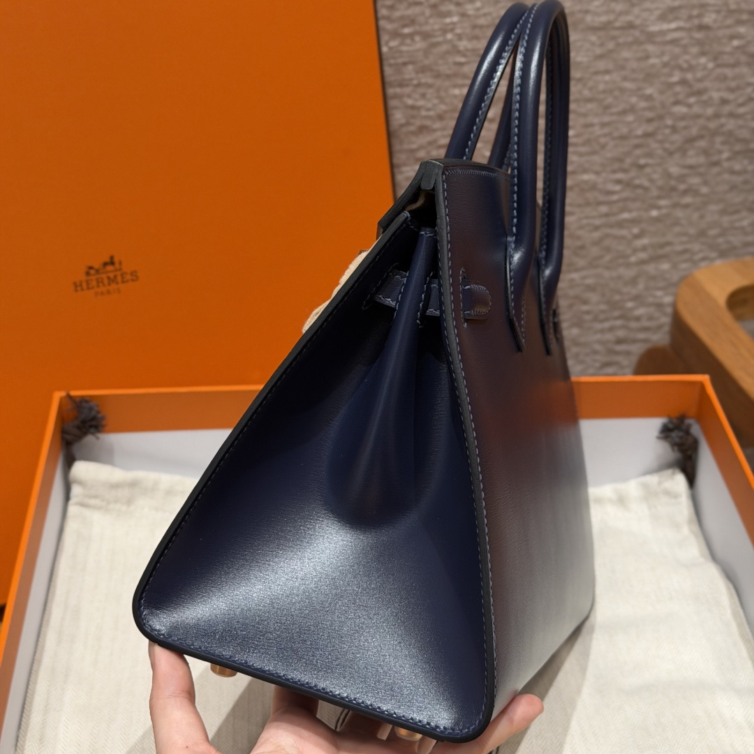 高仿Hermes*Birkin25系列H073178BX73寶石藍牛皮金扣純手工