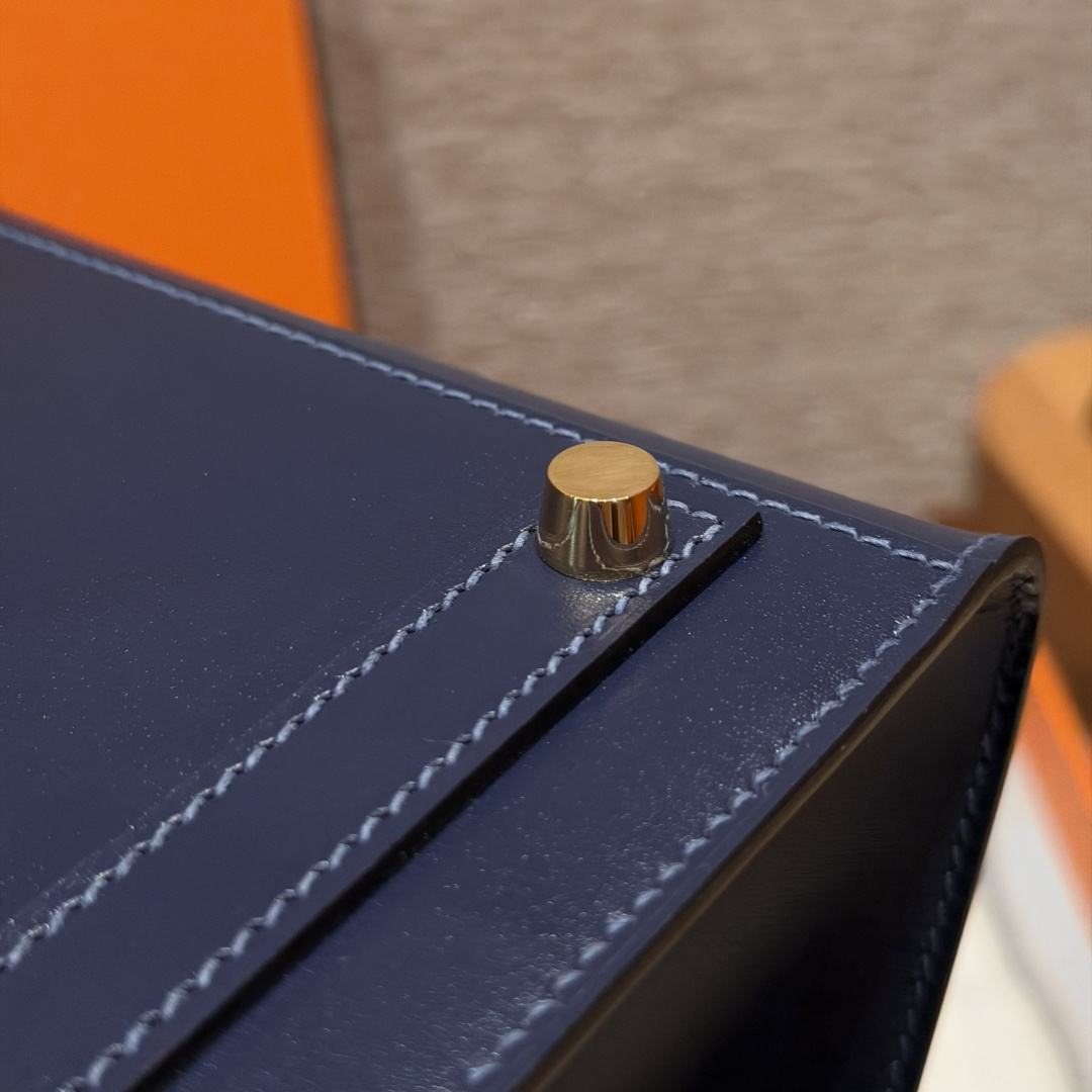 高仿Hermes*Birkin25系列H073178BX73寶石藍牛皮金扣純手工