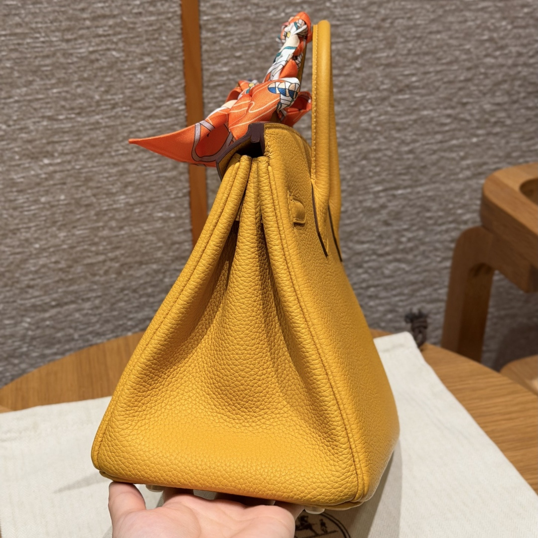 高仿Hermes*Birkin25系列H041344BO9D琥珀黃牛皮金扣純手工