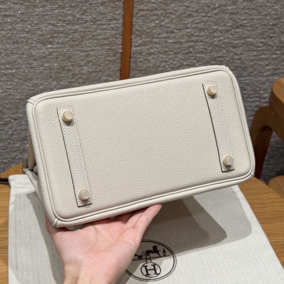 高仿Hermes*Birkin25系列H041344BO10奶昔白牛皮金扣純手工