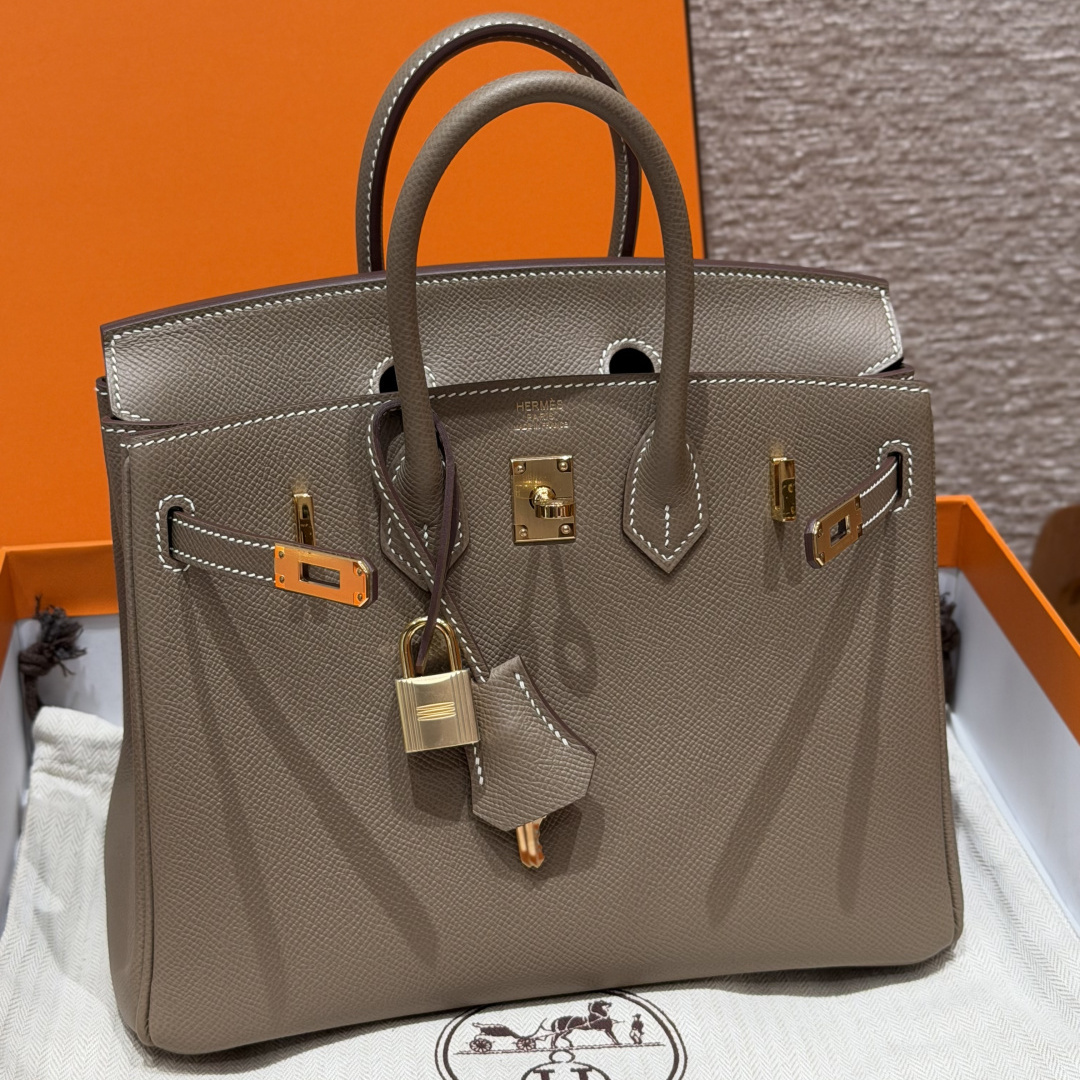 高仿Hermes*Birkin25系列H041344EP18大象灰牛皮金扣純手工