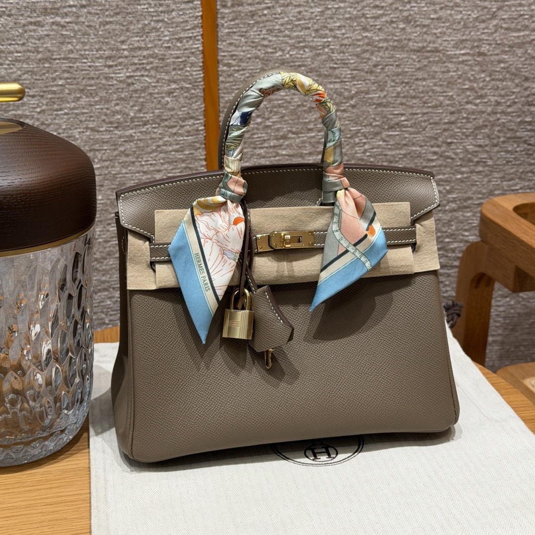 高仿Hermes*Birkin25系列H041344EP18大象灰牛皮金扣純手工