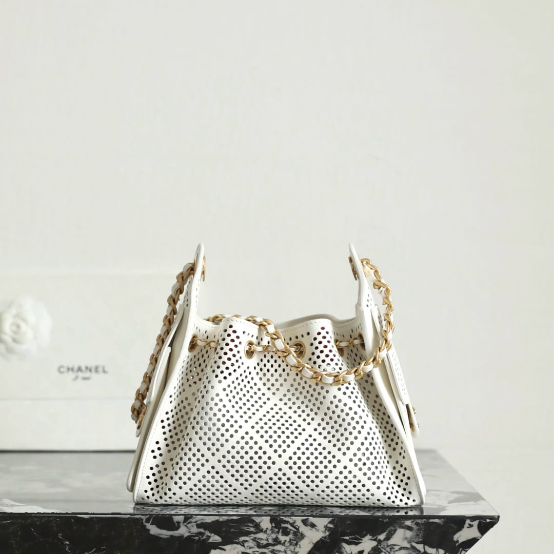 高仿Chanel*26P/25Bag系列AS5631小牛皮鏤空單肩包白色免檢版