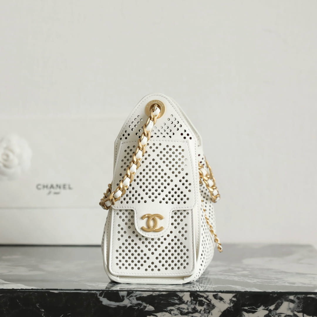 高仿Chanel*26P/25Bag系列AS5631小牛皮鏤空單肩包白色免檢版