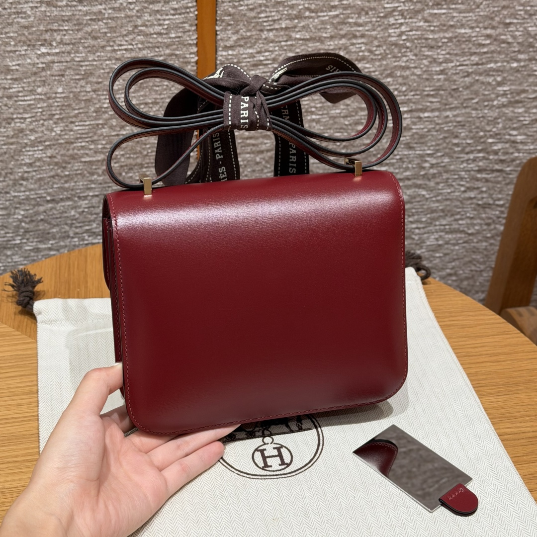 高仿Hermes*Constance19系列H080169BX55愛馬仕紅牛皮金扣純手工