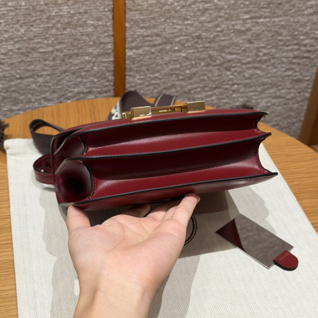 高仿Hermes*Constance19系列H080169BX55愛馬仕紅牛皮金扣純手工