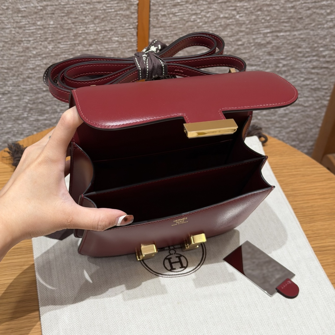 高仿Hermes*Constance19系列H080169BX55愛馬仕紅牛皮金扣純手工