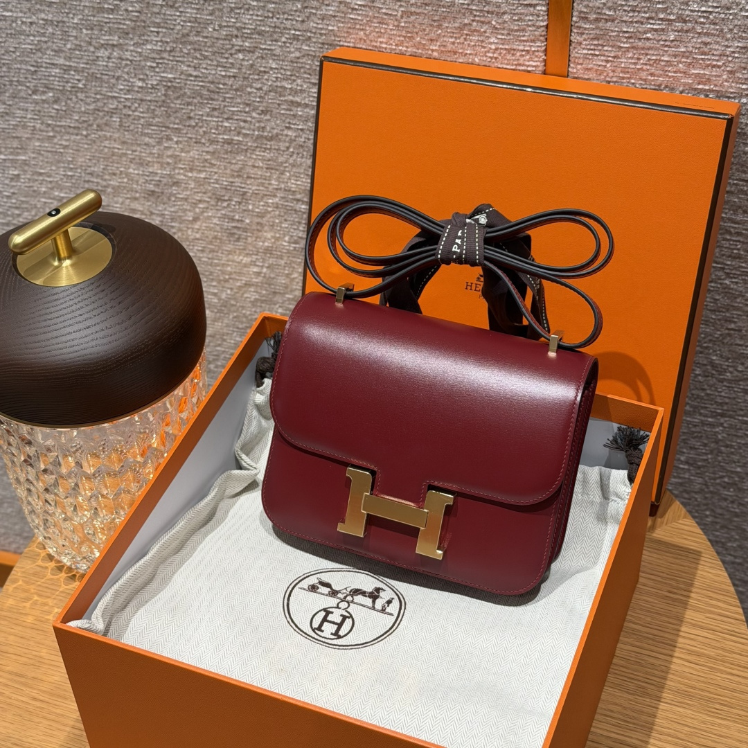 高仿Hermes*Constance19系列H080169BX55愛馬仕紅牛皮金扣純手工