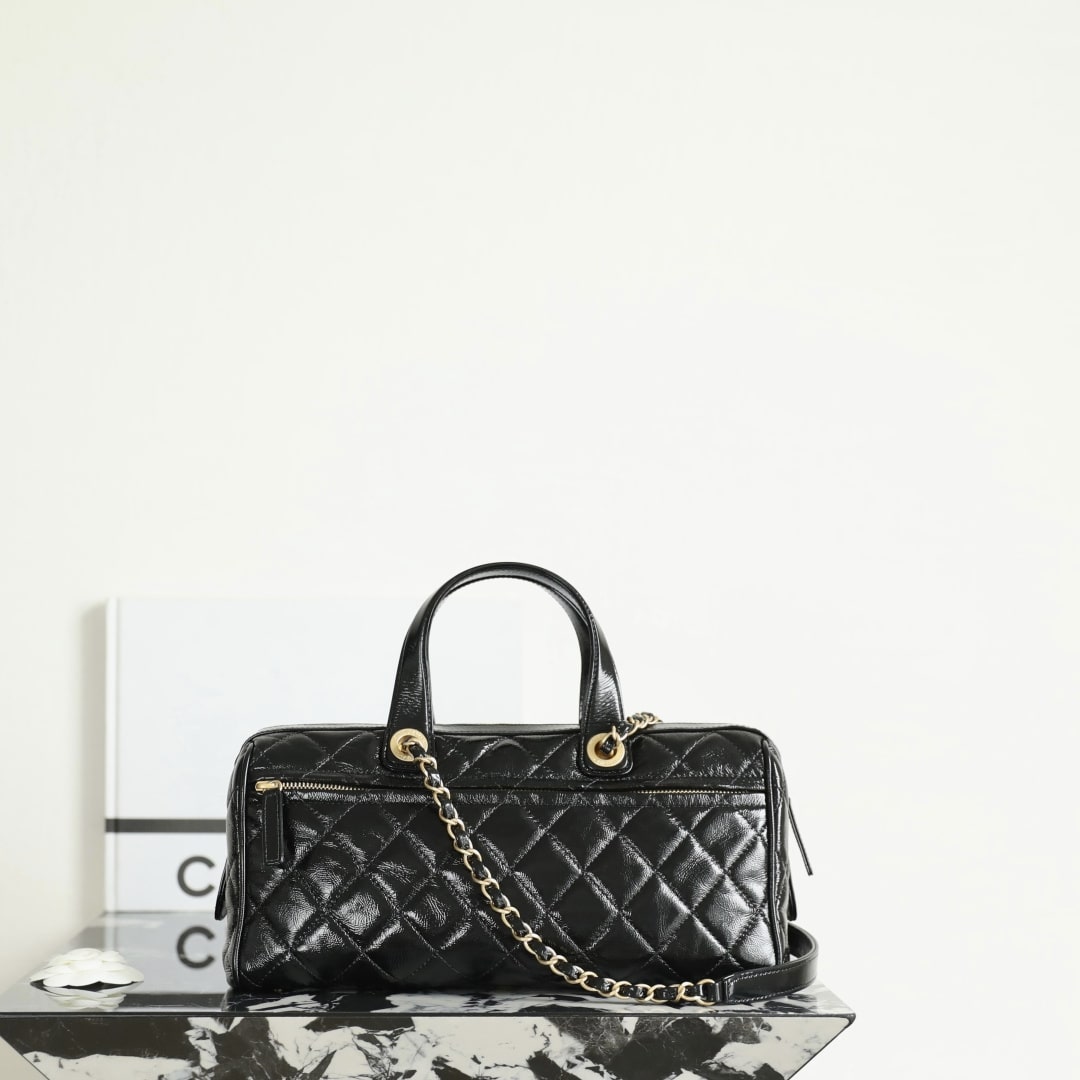 高仿Chanel*25A系列AS5579保齡球手提包黑色大號免檢版