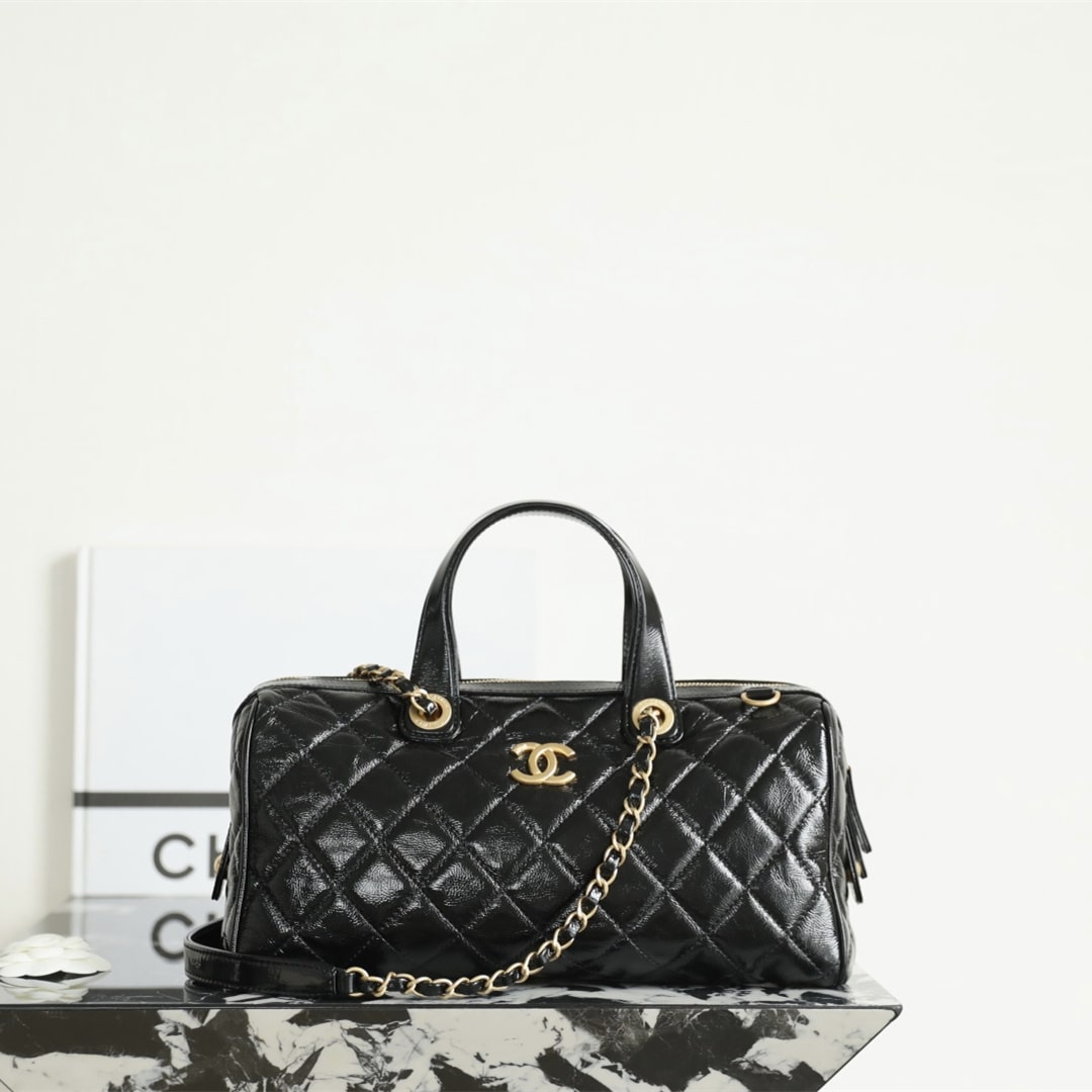 高仿Chanel*25A系列AS5579保齡球手提包黑色大號免檢版