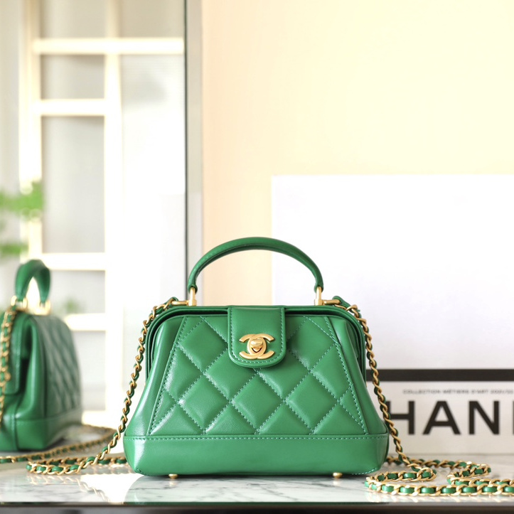 高仿Chanel*24A系列AS4959拋光小羊皮單肩包綠色免檢版