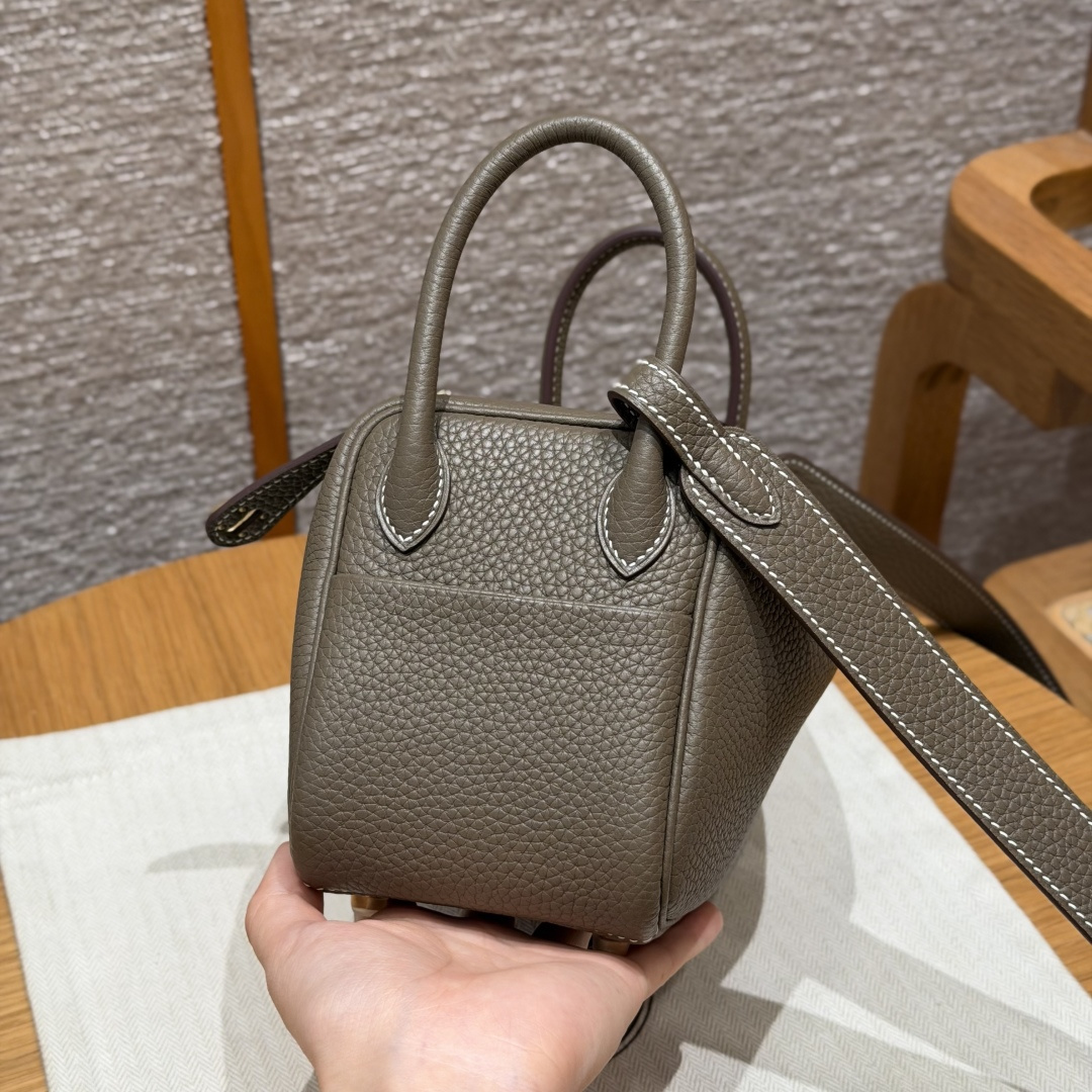高仿Hermes*Lindy19系列H079086TC18大象灰牛皮金扣純手工
