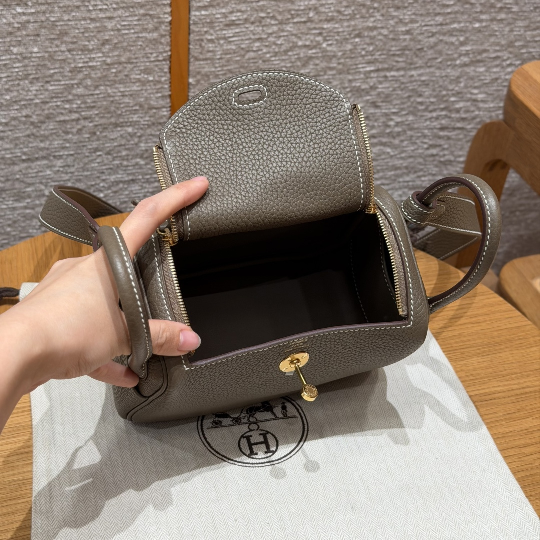 高仿Hermes*Lindy19系列H079086TC18大象灰牛皮金扣純手工