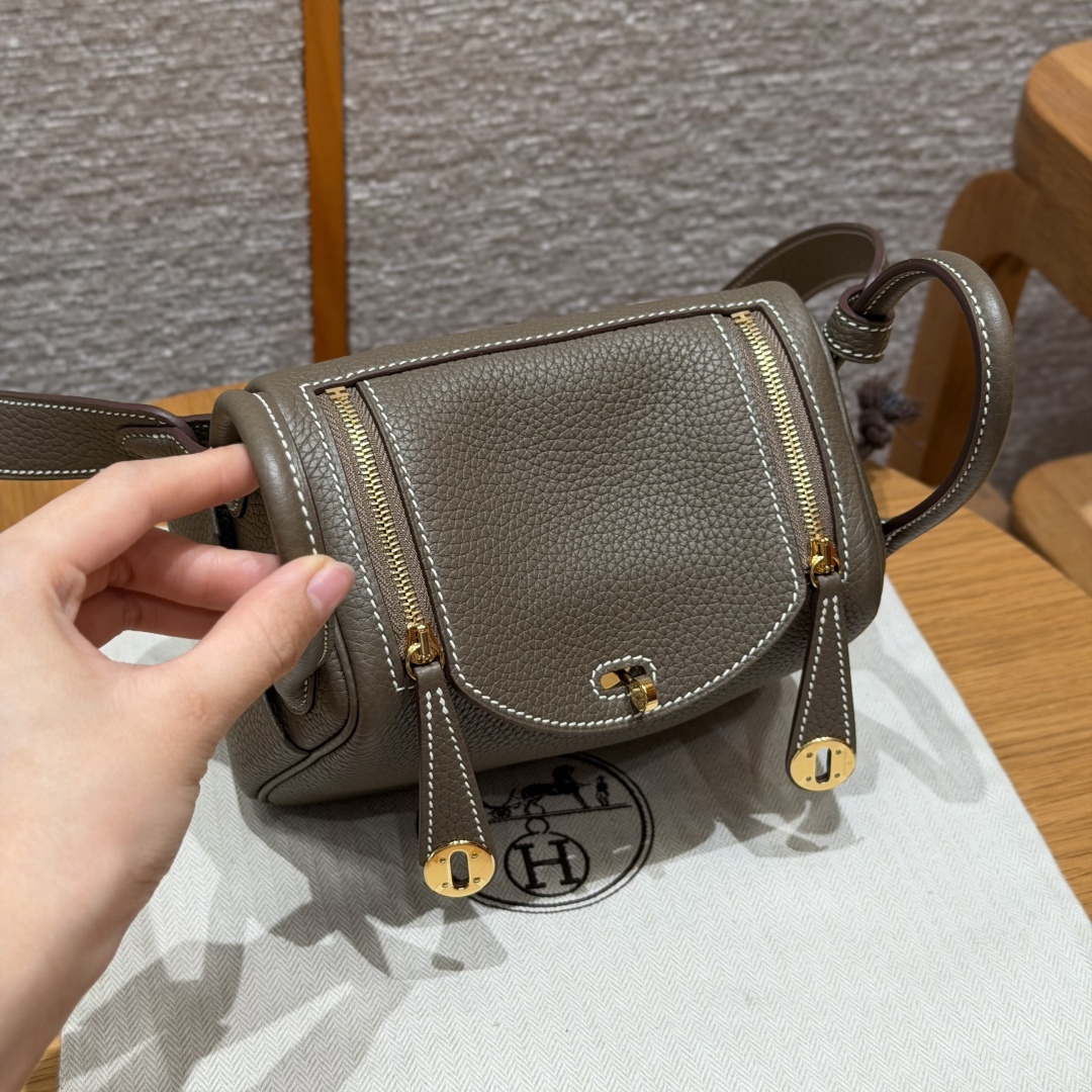 高仿Hermes*Lindy19系列H079086TC18大象灰牛皮金扣純手工