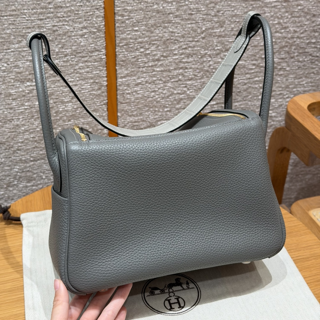 高仿Hermes*Lindy26系列H073428TC0L積雨雲灰牛皮金扣純手工
