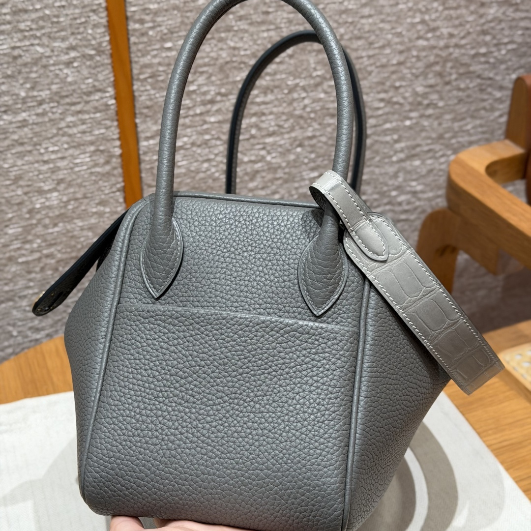 高仿Hermes*Lindy26系列H073428TC0L積雨雲灰牛皮金扣純手工