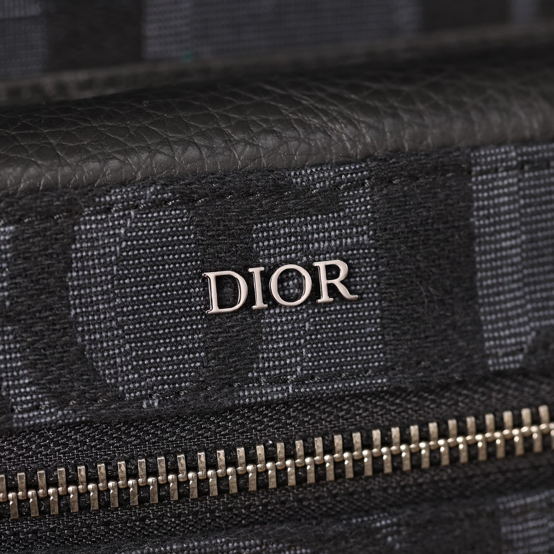 高仿Dior*Rider系列雙肩背包Oblique印花黑色免檢版