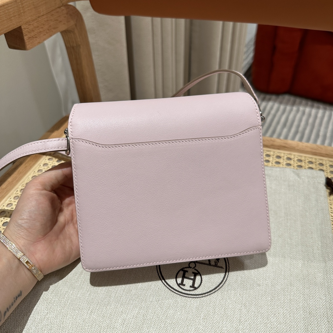 高仿Hermes*Roulis19系列H070509CK37夢幻紫銀扣山羊皮純手工