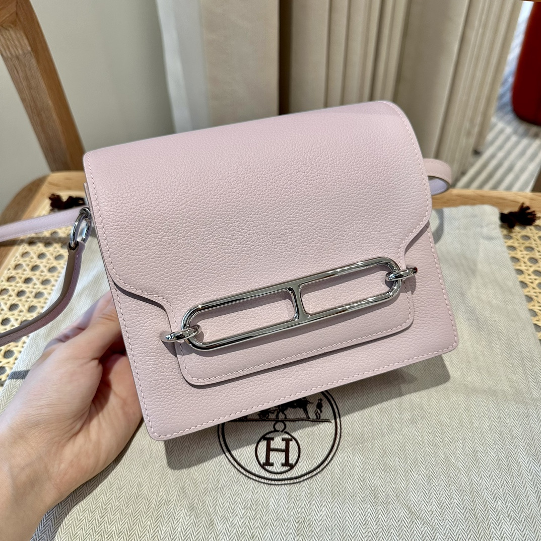 高仿Hermes*Roulis19系列H070509CK37夢幻紫銀扣山羊皮純手工