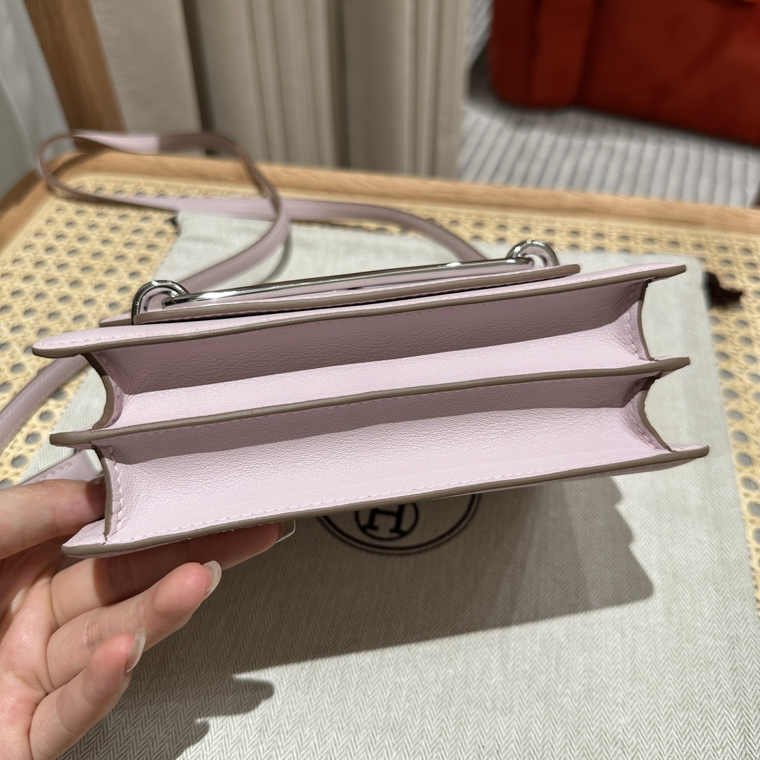 高仿Hermes*Roulis19系列H070509CK37夢幻紫銀扣山羊皮純手工