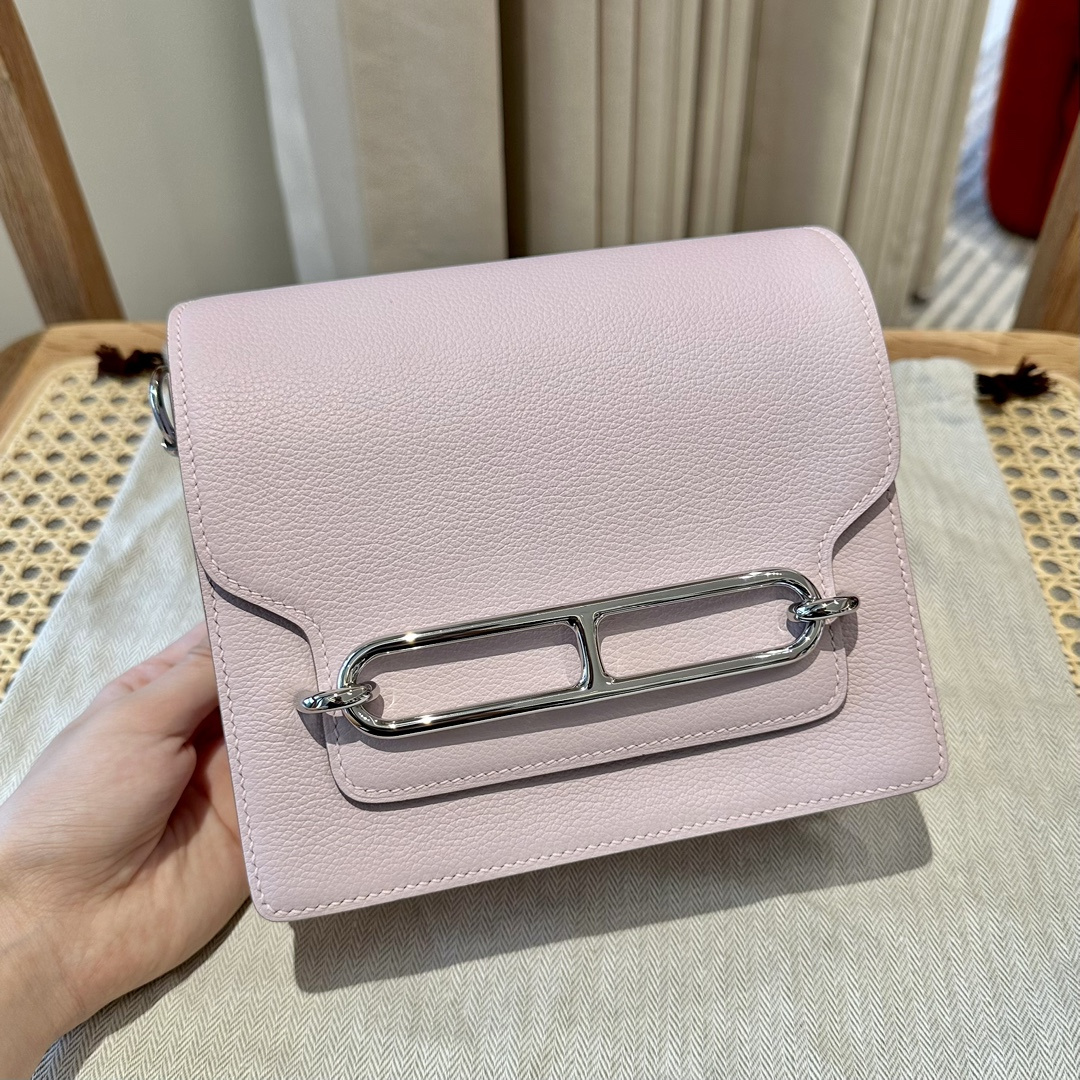 高仿Hermes*Roulis19系列H070509CK37夢幻紫銀扣山羊皮純手工
