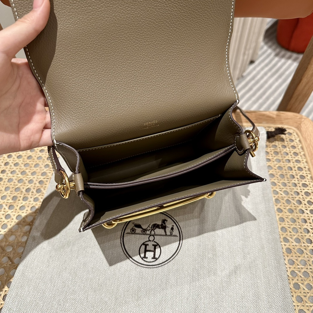 高仿Hermes*Roulis19系列H070509EP18大象灰金扣小牛皮純手工