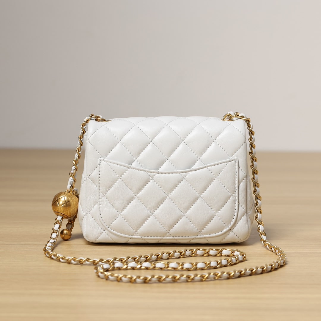高仿Chanel*CF系列方胖子金球包白色XS免檢版