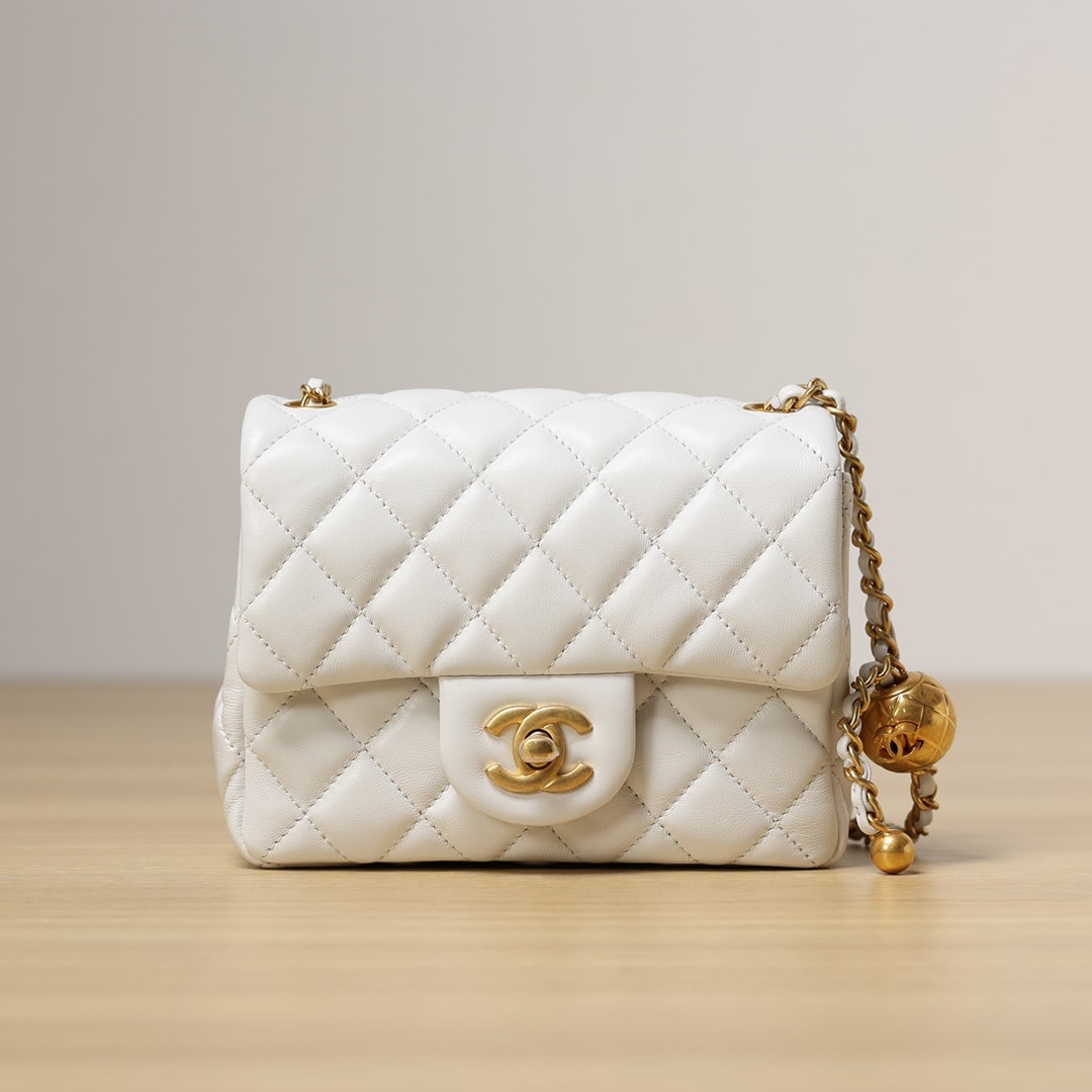 高仿Chanel*CF系列方胖子金球包白色XS免檢版