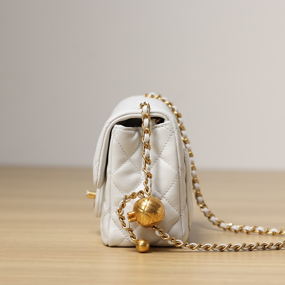高仿Chanel*CF系列方胖子金球包白色XS免檢版
