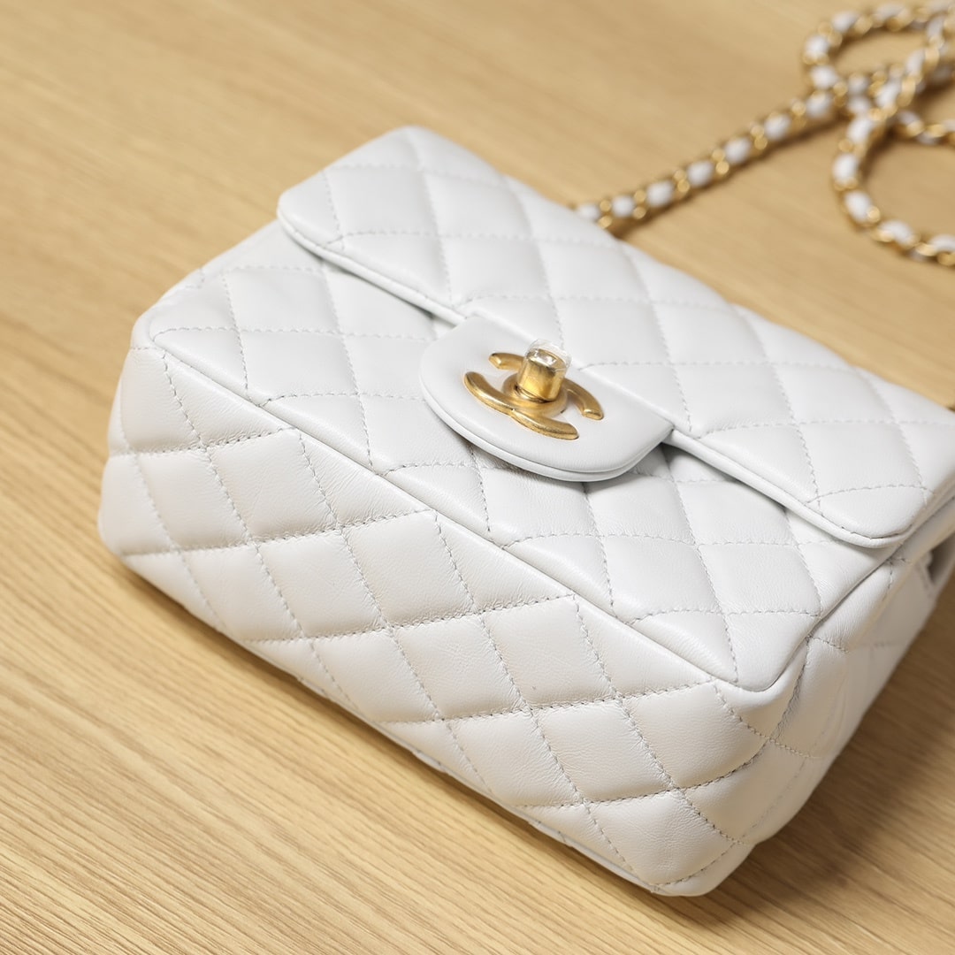 高仿Chanel*CF系列方胖子金球包白色XS免檢版