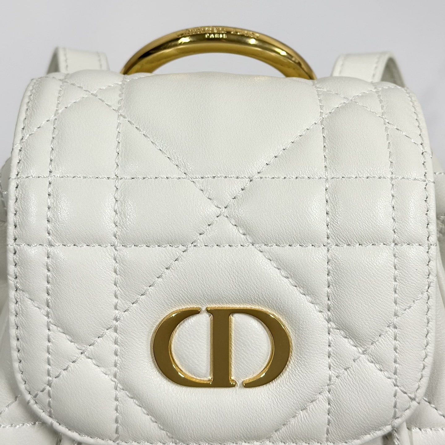 高仿Dior*Caro系列M6302M030小羊皮雙肩包白色小號免檢版