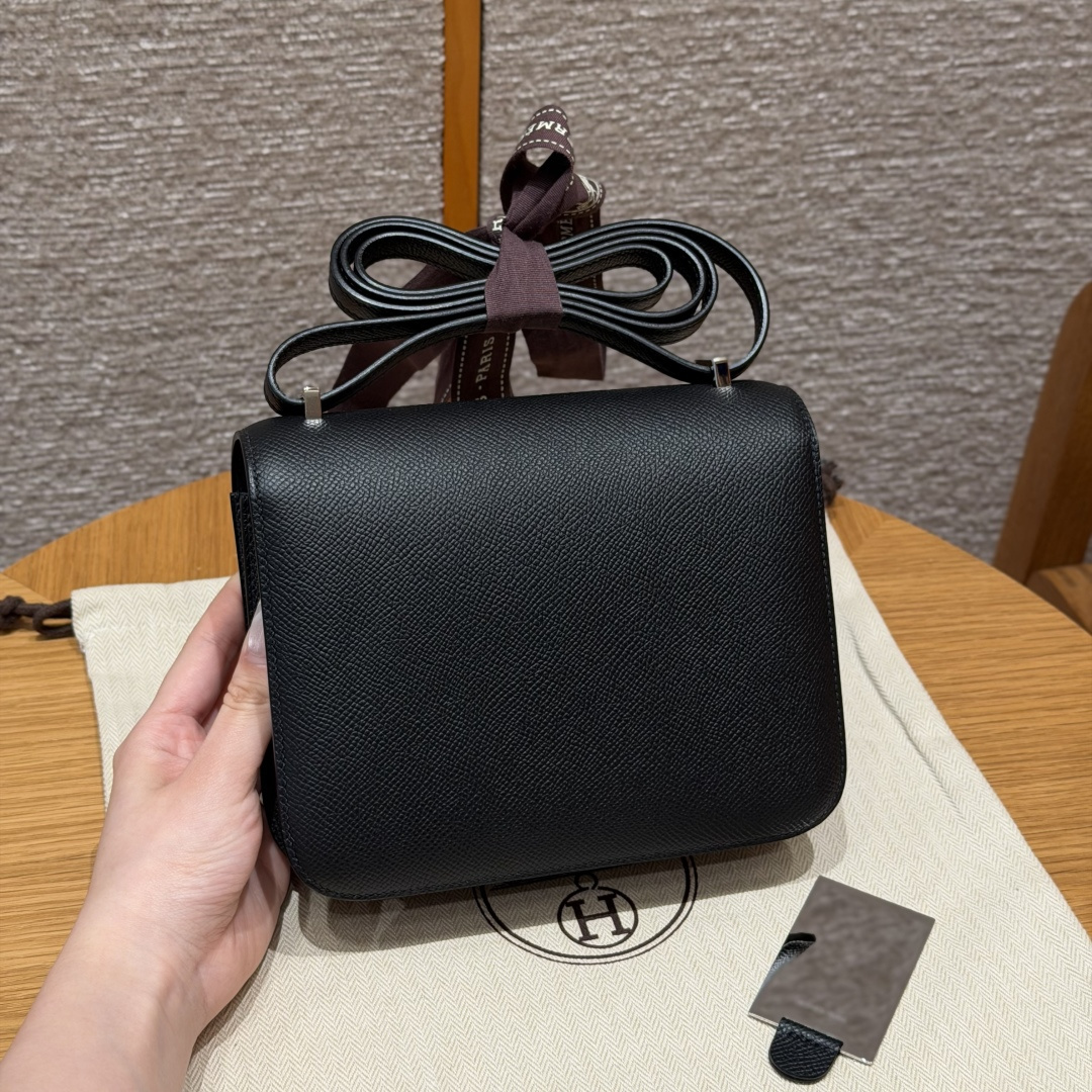 高仿Hermes*Constance19系列H080169EP89黑色牛皮銀扣純手工